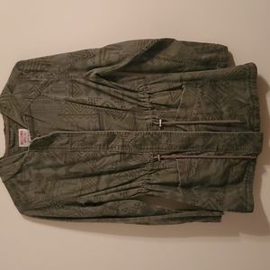 Mossimo brand army green and black tribal print jacket.